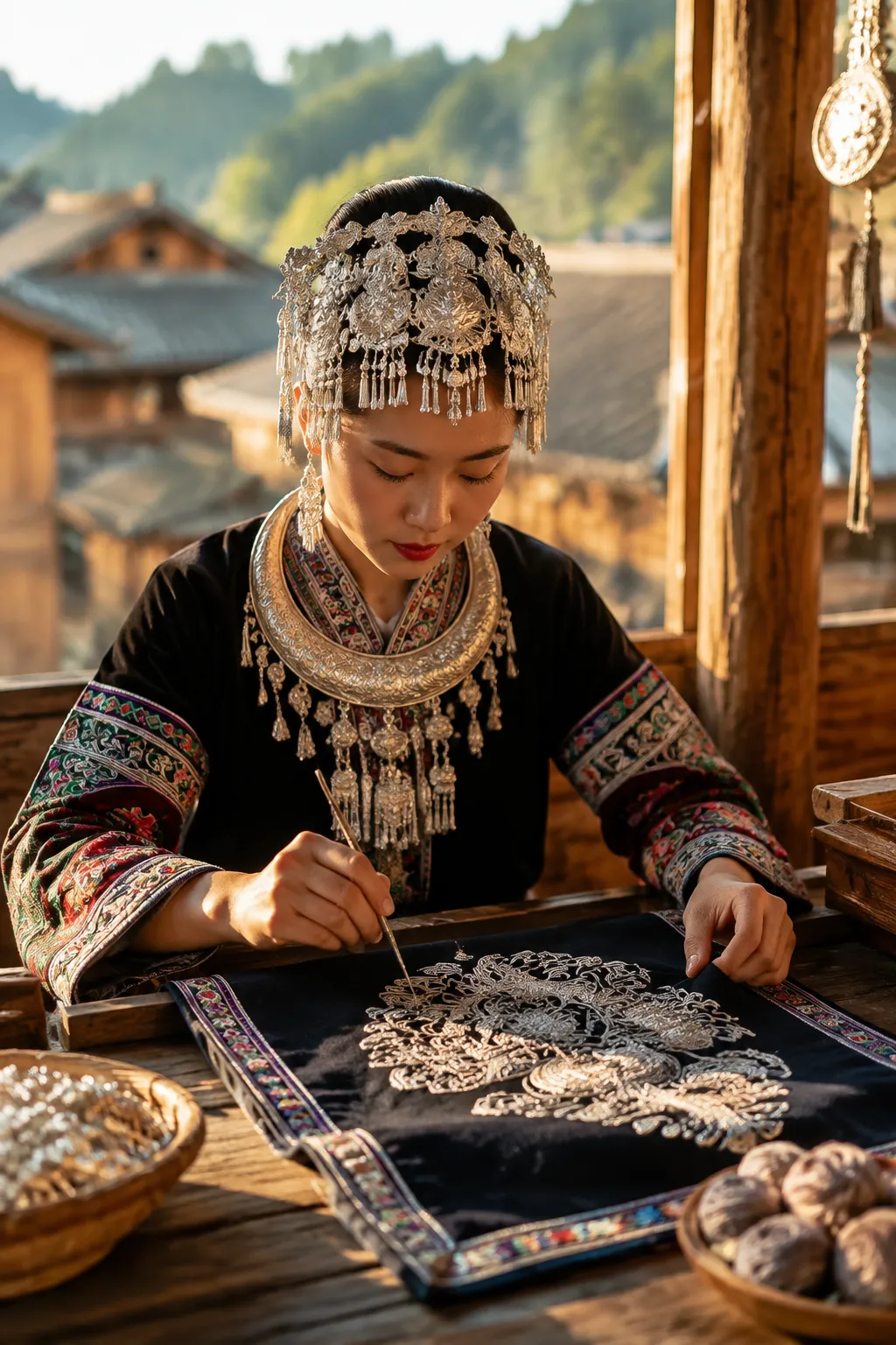 Miao embroidery workshop in Guizhou